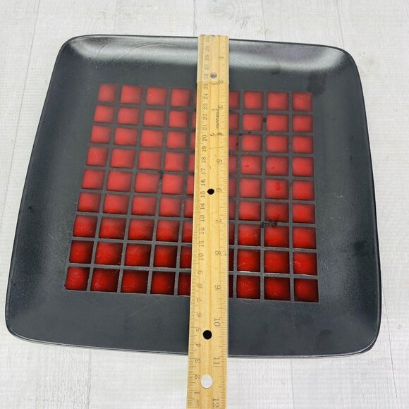Home Target TAMARASK Red Blocks Black Coupe Square Stoneware Dinner Plates Set 2 - Picture 7 of 13